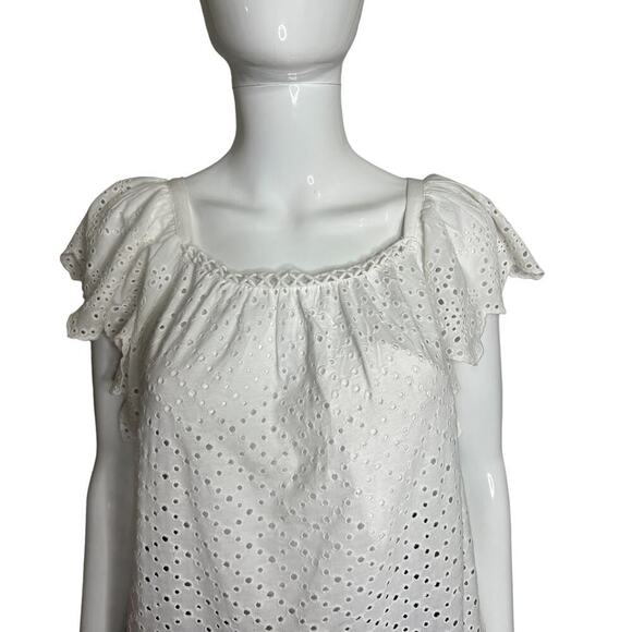 Joie Embroidered Blouse White Ruffles sleeve Size XS short Sleeve NWT - Picture 4 of 12